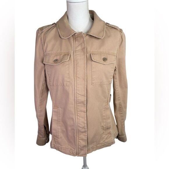 LOFT Tan Utility Jacket with Classic Collar Size Med Tall - Picture 1 of 15